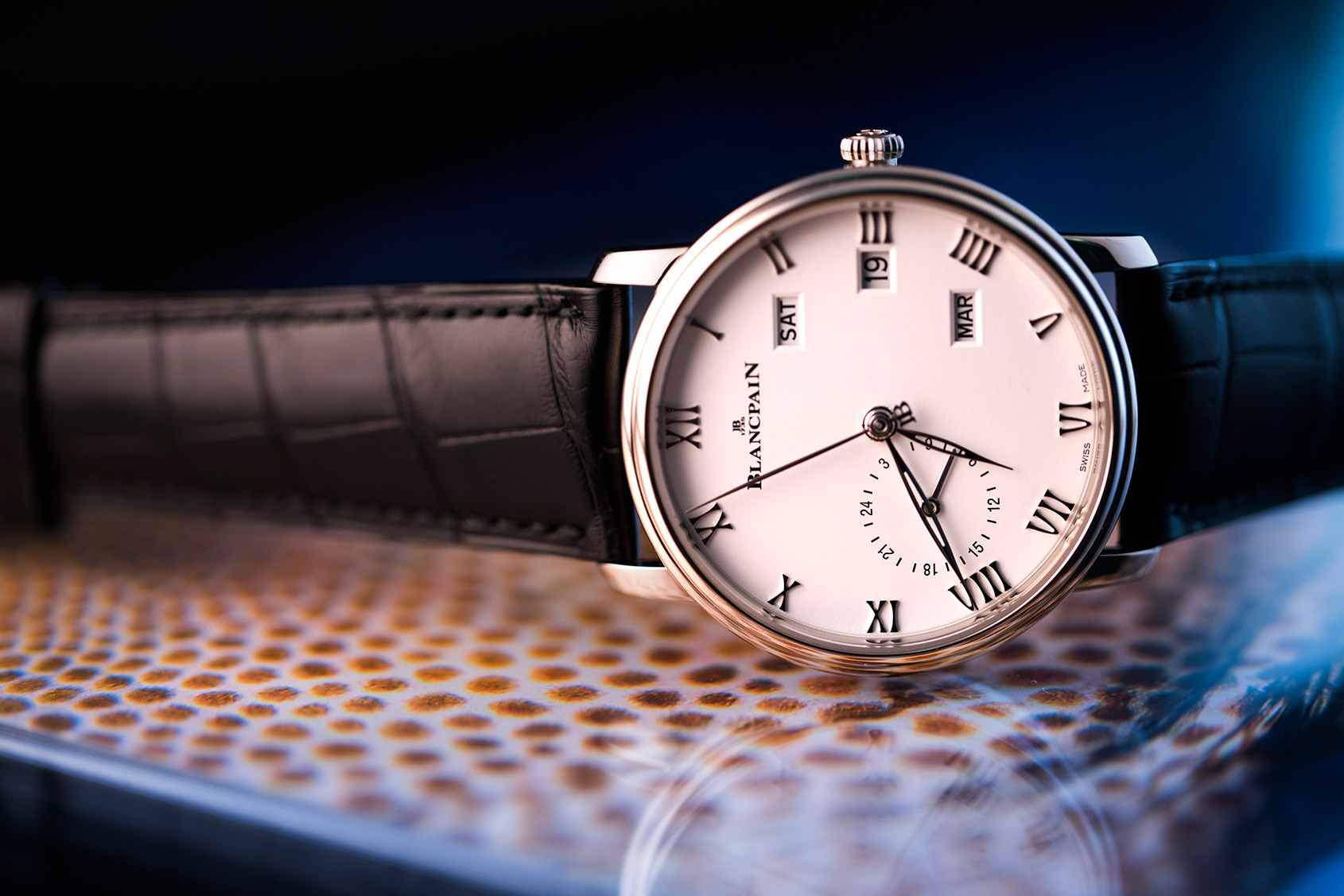40mm Blancpain Villeret Annual Calendar GMT Replica Watch